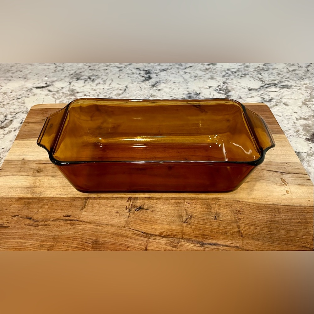 VTG Anchor Hocking Fire-King Harvest Amber Glass Loaf Pan